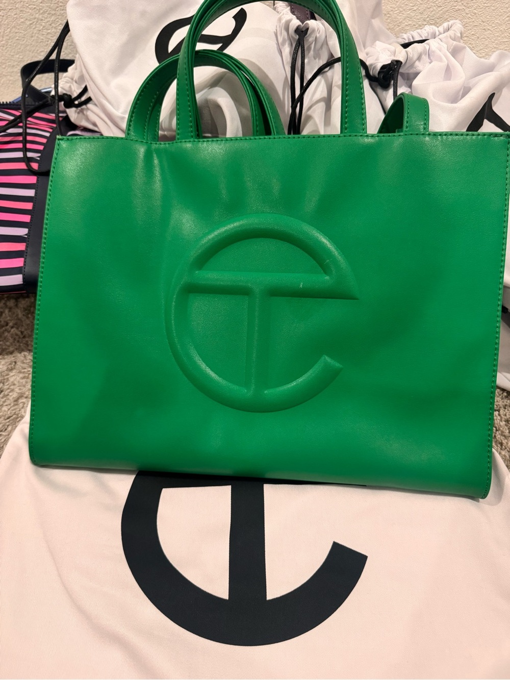 Telfar Emerald Green Embossed Logo Tote